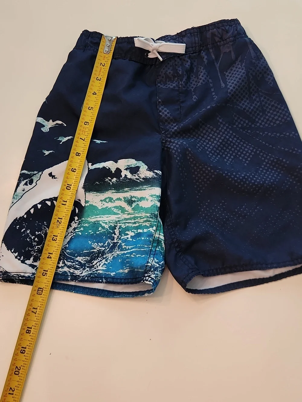 Old Navy Swim Trunks Boardshorts Blue Small 6 7 Shark Print